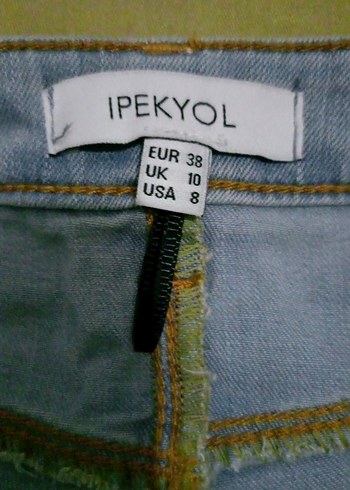 Düğmeli Gri Midi Kadın Kot Pantolon - Görsel 5