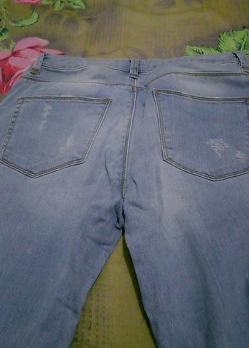 Düğmeli Gri Midi Kadın Kot Pantolon - Görsel 4