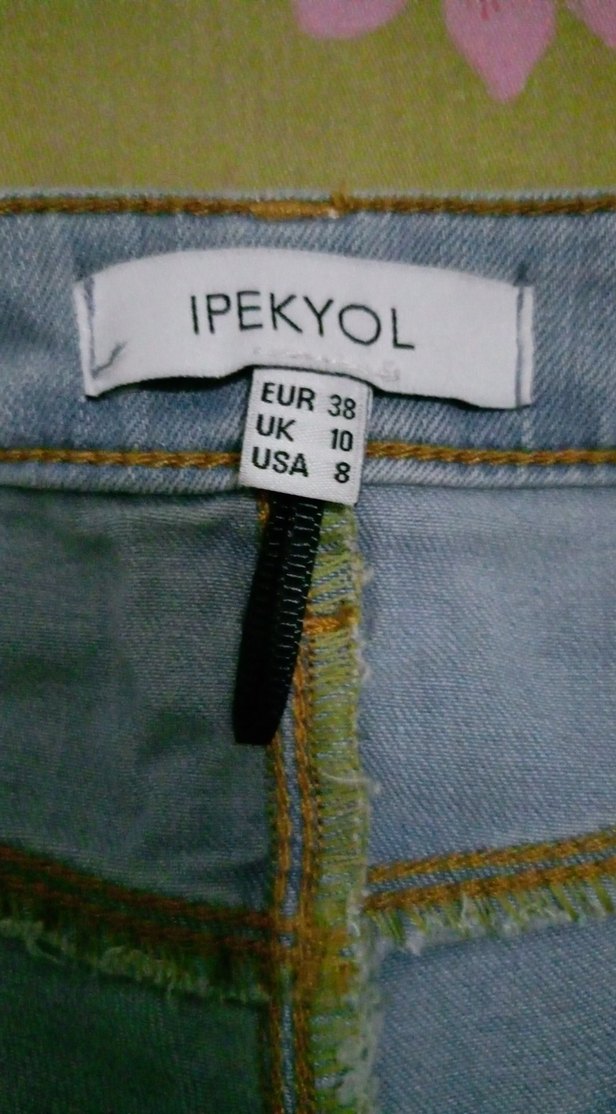 Düğmeli Gri Midi Kadın Kot Pantolon - Görsel 5