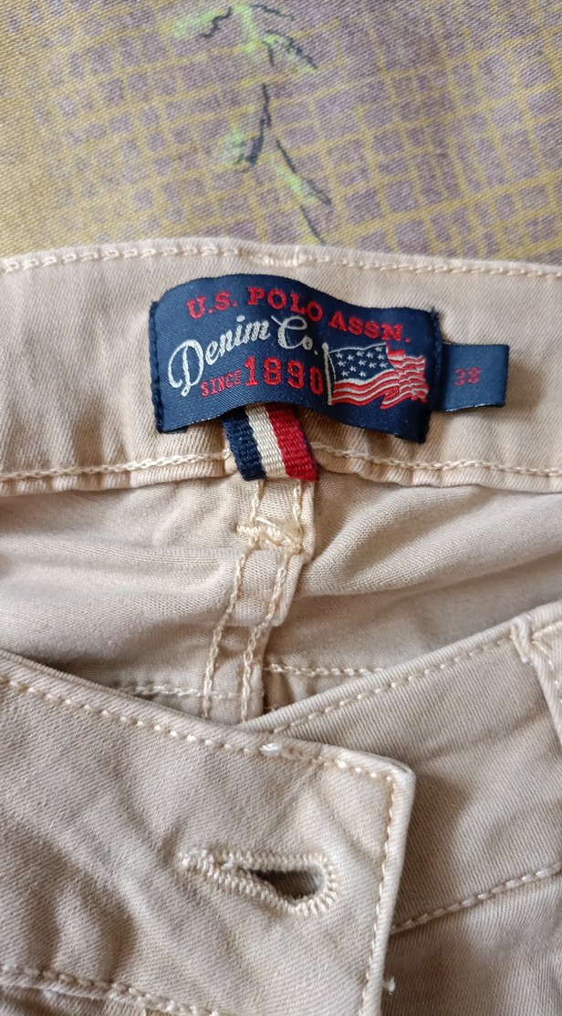 Bej Düğmeli Kadın Pamuk Kumaş Pantolon - Görsel 2