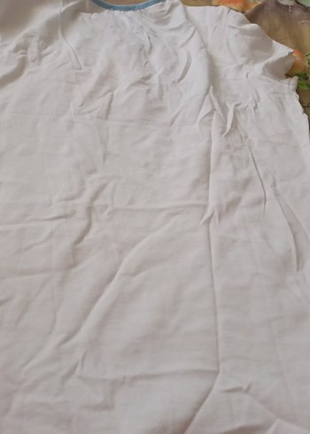 Beyaz V Yaka Hamile Tişörtü, Kısa Kollu - Görsel 5