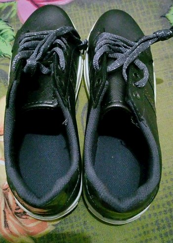 Siyah Bağcıklı Yüksek Topuklu Kadın Spor Ayakkabı - Görsel 6