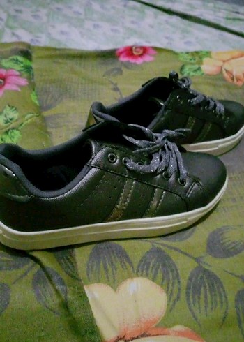 Siyah Bağcıklı Yüksek Topuklu Kadın Spor Ayakkabı - Görsel 2