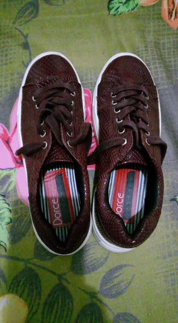 Deri Görünümlü bordo Kadın Sneaker - Görsel 4