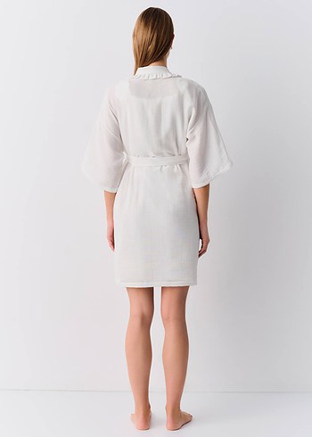 Beyaz Hamile ve Emzirme Gecelik, Kısa Kollu - Görsel 4