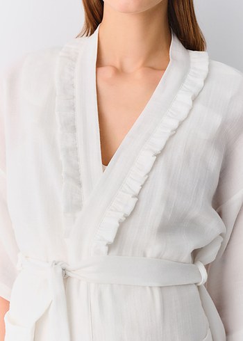 Beyaz Hamile ve Emzirme Gecelik, Kısa Kollu - Görsel 3