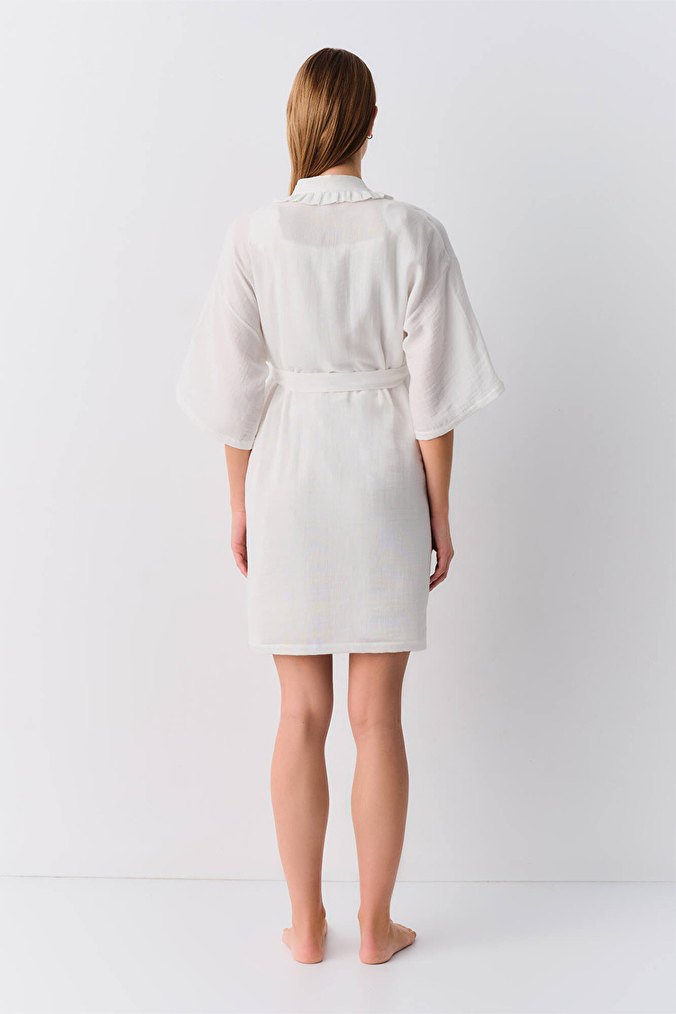 Beyaz Hamile ve Emzirme Gecelik, Kısa Kollu - Görsel 4