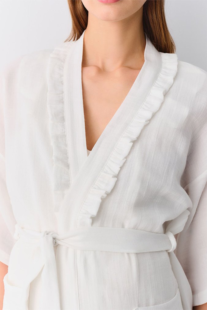 Beyaz Hamile ve Emzirme Gecelik, Kısa Kollu - Görsel 3