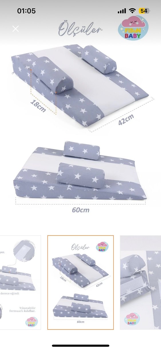 Mavi Yıldız Desenli Çocuk Uyku Minderi reflü yatağı - Görsel 3