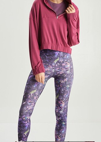 Bordo Yarım Fermuarlı Kapüşonlu Sweatshirt - Görsel 2