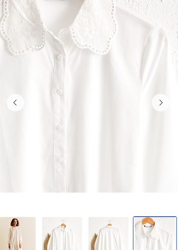 Dantel Yakalı Beyaz Kadın Gömlek - Görsel 2
