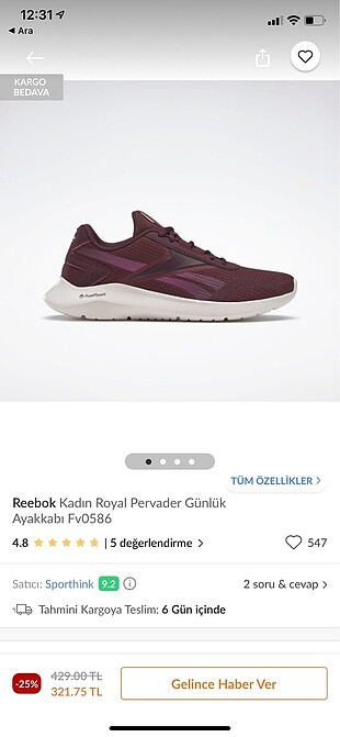 Reebok spor ayakkabı