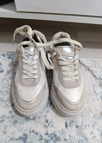 Beyaz Platform Topuklu Kadın Spor Ayakkabı - Görsel 5