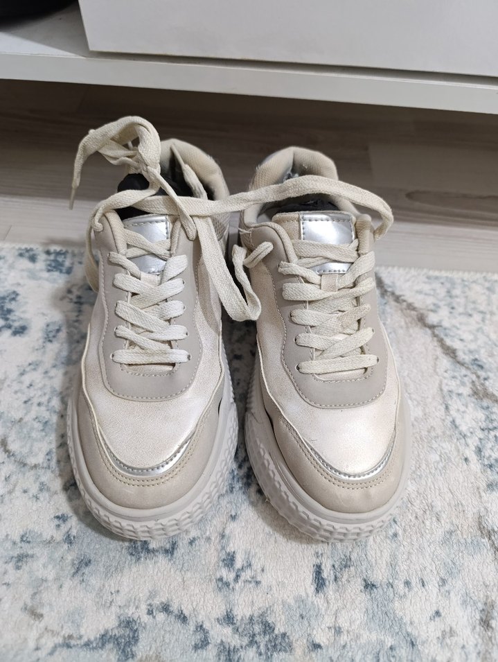 Beyaz Platform Topuklu Kadın Spor Ayakkabı - Görsel 5