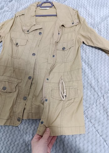 Düğmeli Bej Kadın Ceket - Görsel 3