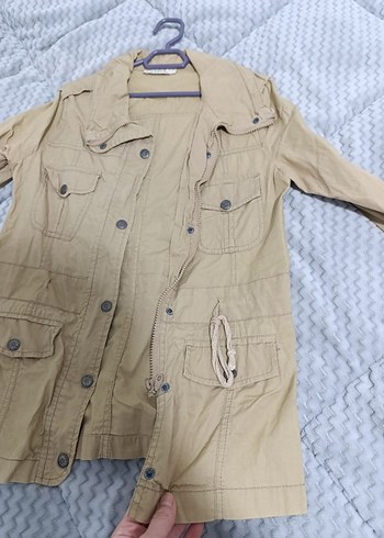 Düğmeli Bej Kadın Ceket - Görsel 4