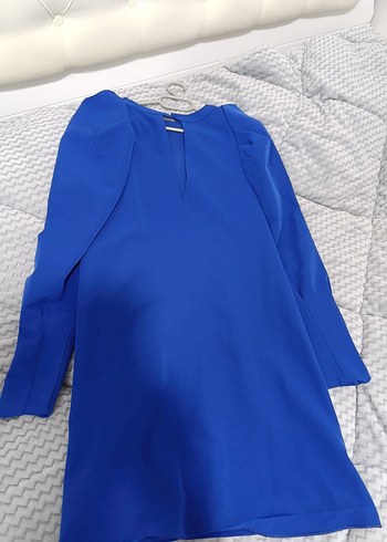 Mavi Uzun Kollu Midi Elbise - Görsel 3