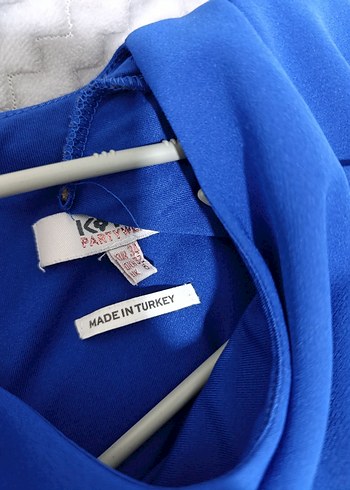 Mavi Uzun Kollu Midi Elbise - Görsel 4