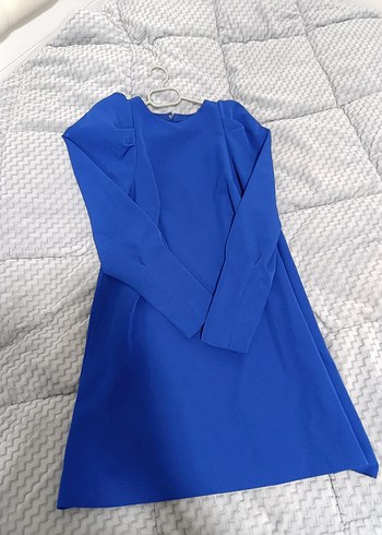 Mavi Uzun Kollu Midi Elbise - Görsel 2