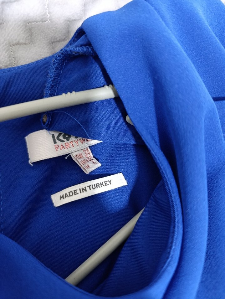 Mavi Uzun Kollu Midi Elbise - Görsel 4