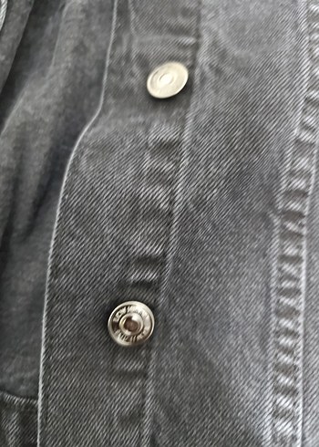 Gri Uzun Kadın Denim Ceket - Görsel 3