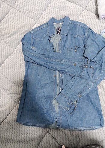 Düğmeli Gri Mavi Kadın Denim Ceket - Görsel 3