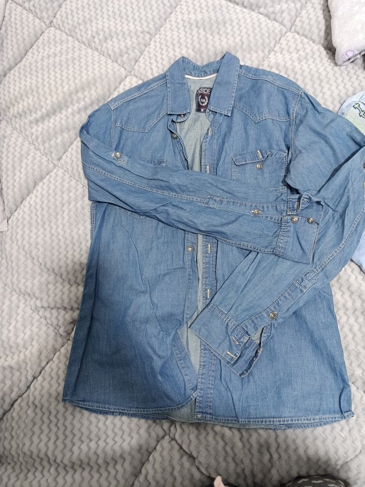 Düğmeli Gri Mavi Kadın Denim Ceket - Görsel 3