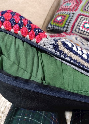 Renkli Desenli Örgü minder 1 adet fiyatıdır - Görsel 5