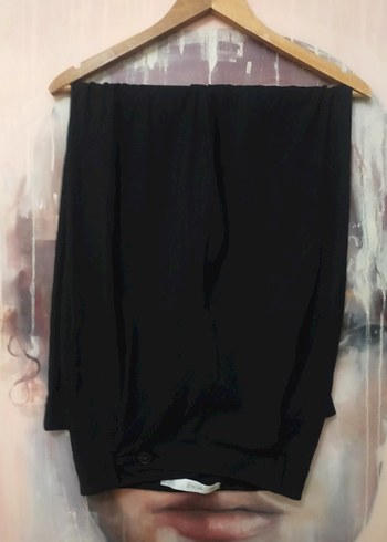 Siyah Midi Kumaş Kadın Pantolon - Görsel 3