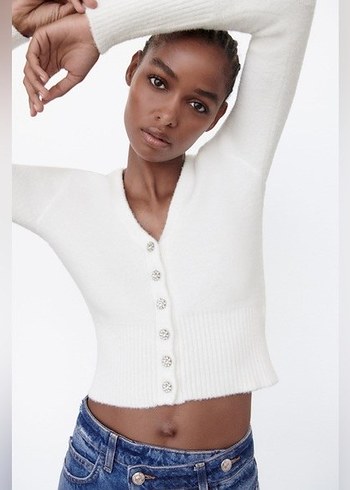 zara taşlı hırka - Görsel 8