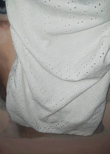 Dantel Detaylı Beyaz Mini Halter Elbise - Görsel 5