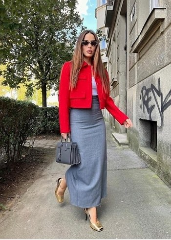 xs Beden kırmızı Renk zara kısa ceket