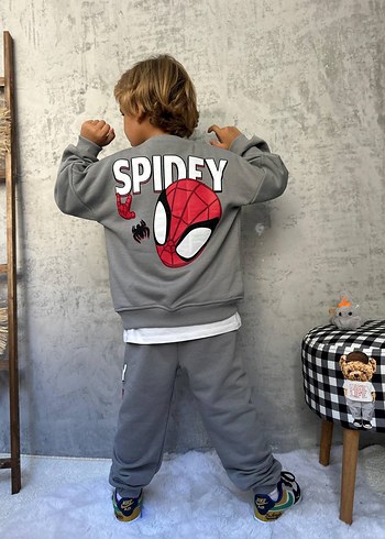 Diğer Gri Spidey Baskılı Erkek Çocuk Eşofman Takımı