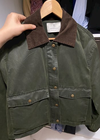 l Beden haki Renk Stradi Haki mumlu Ceket parka