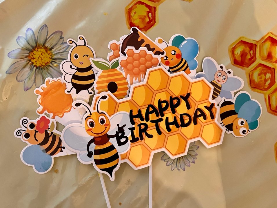 Sarı Arı Temalı Doğum Günü Masa Örtüsü, Banner ve Pasta süsleri - Görsel 3