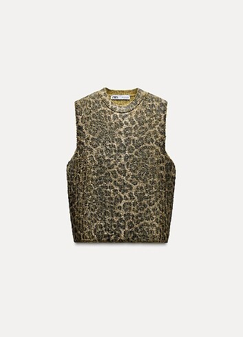 Zara Leopar Desen Triko Top