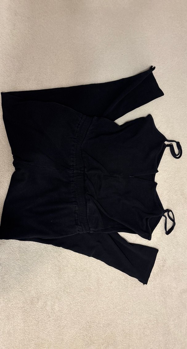 Siyah Süet V Yakalı Kadın Tulum - Görsel 4