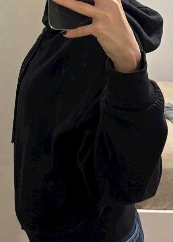 Siyah Fermuarlı Kadın Sweatshirt - Görsel 4