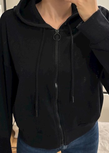 Siyah Fermuarlı Kadın Sweatshirt - Görsel 2