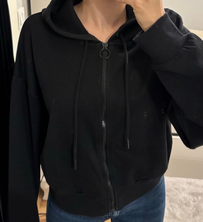 Siyah Fermuarlı Kadın Sweatshirt - Görsel 2