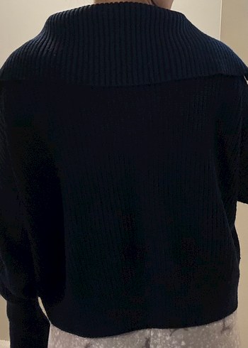 Fermuarlı geniş yakalı Hırka - Görsel 4