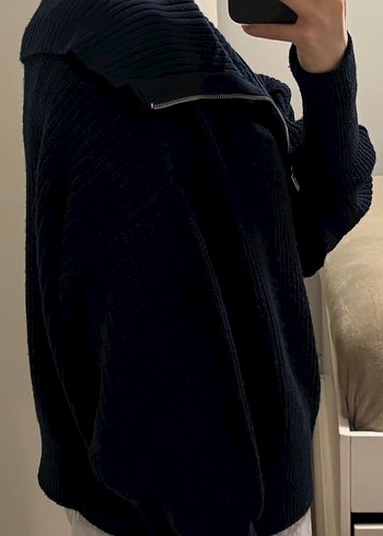 Fermuarlı geniş yakalı Hırka - Görsel 3