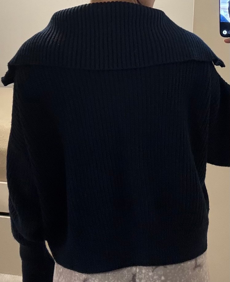 Fermuarlı geniş yakalı Hırka - Görsel 4