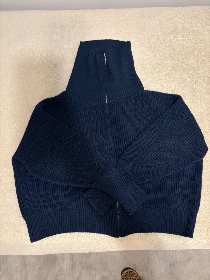 Fermuarlı geniş yakalı Hırka - Görsel 5