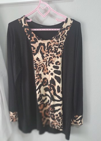 Kahverengi Leopar Desenli Midi Bluz