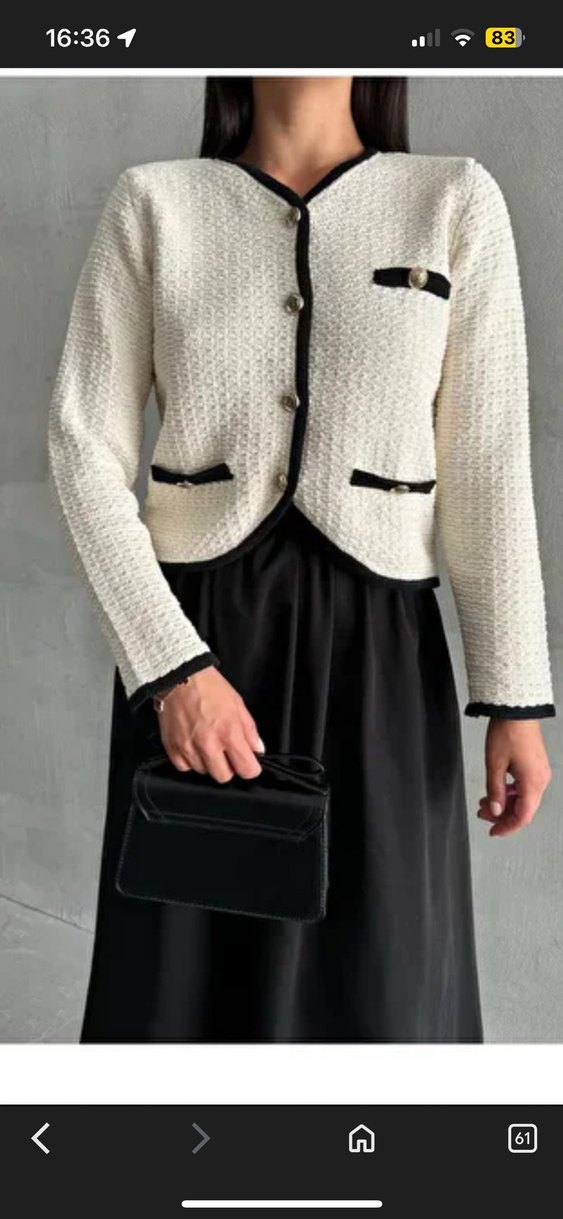 Kadın Beyaz Triko Notlu Yaka Hırka - Görsel 2