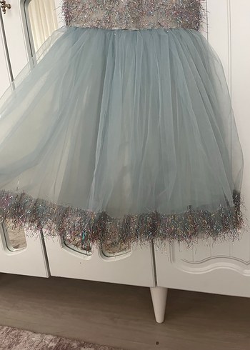 Gri Nakışlı Tül Çocuk Elbisesi - Görsel 4