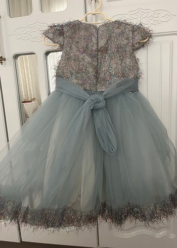 Gri Nakışlı Tül Çocuk Elbisesi - Görsel 2