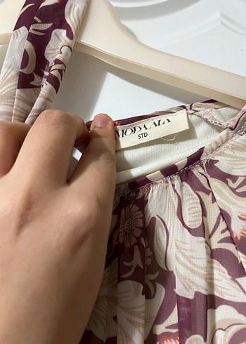 Bordo Çiçek Desenli Uzun Salaş Bohem Elbise - Görsel 6