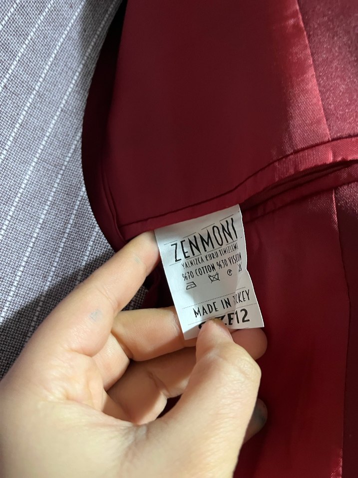 Bordo ve Gri Çizgili Erkek Takım Elbise - Görsel 2